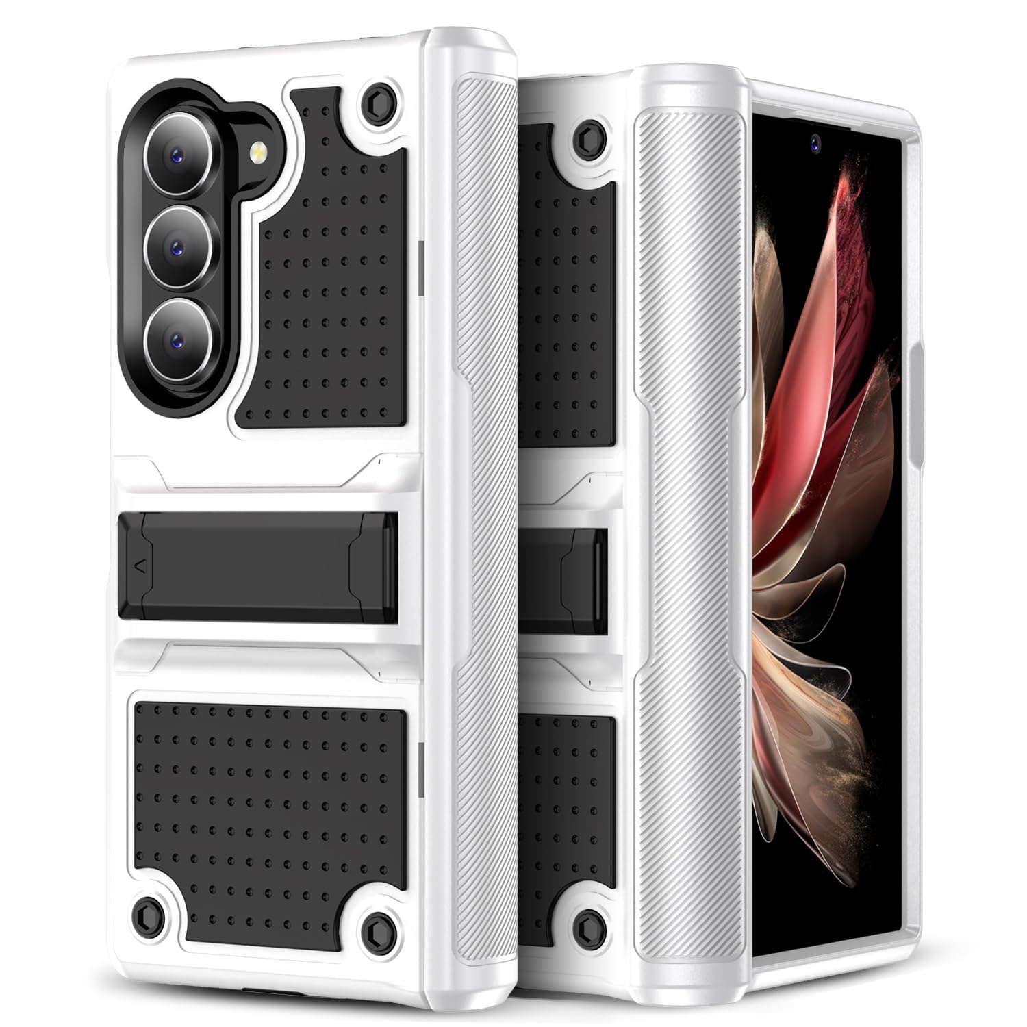 HIYUUTTBS for Galaxy Z Fold 6 Case, Shockproof 2 in 1 Silicone Rubber with Hard PC Rugged Full Body Protection Phone Cover for Galaxy Z Fold 6, Black/