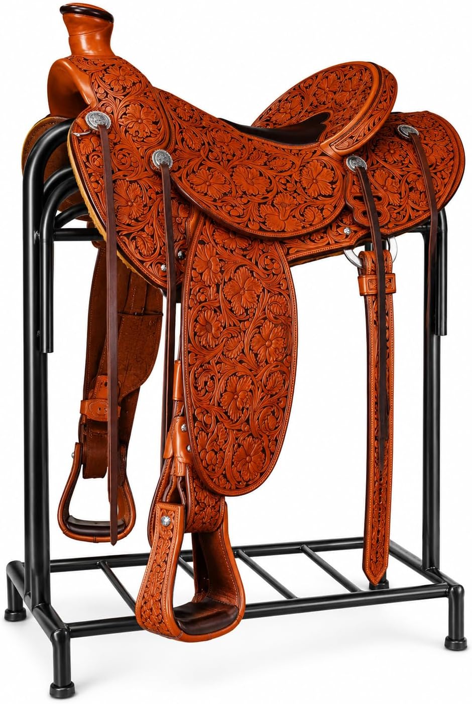 Wade Tree A Fork Roping Ranch Work Horse Saddle Handmade Tooled Carved Premium Leather Western Equestrian Trail Tack Adult & Pony Horse Riding Saddle, Size: 10-18 inch Seat, WD-121