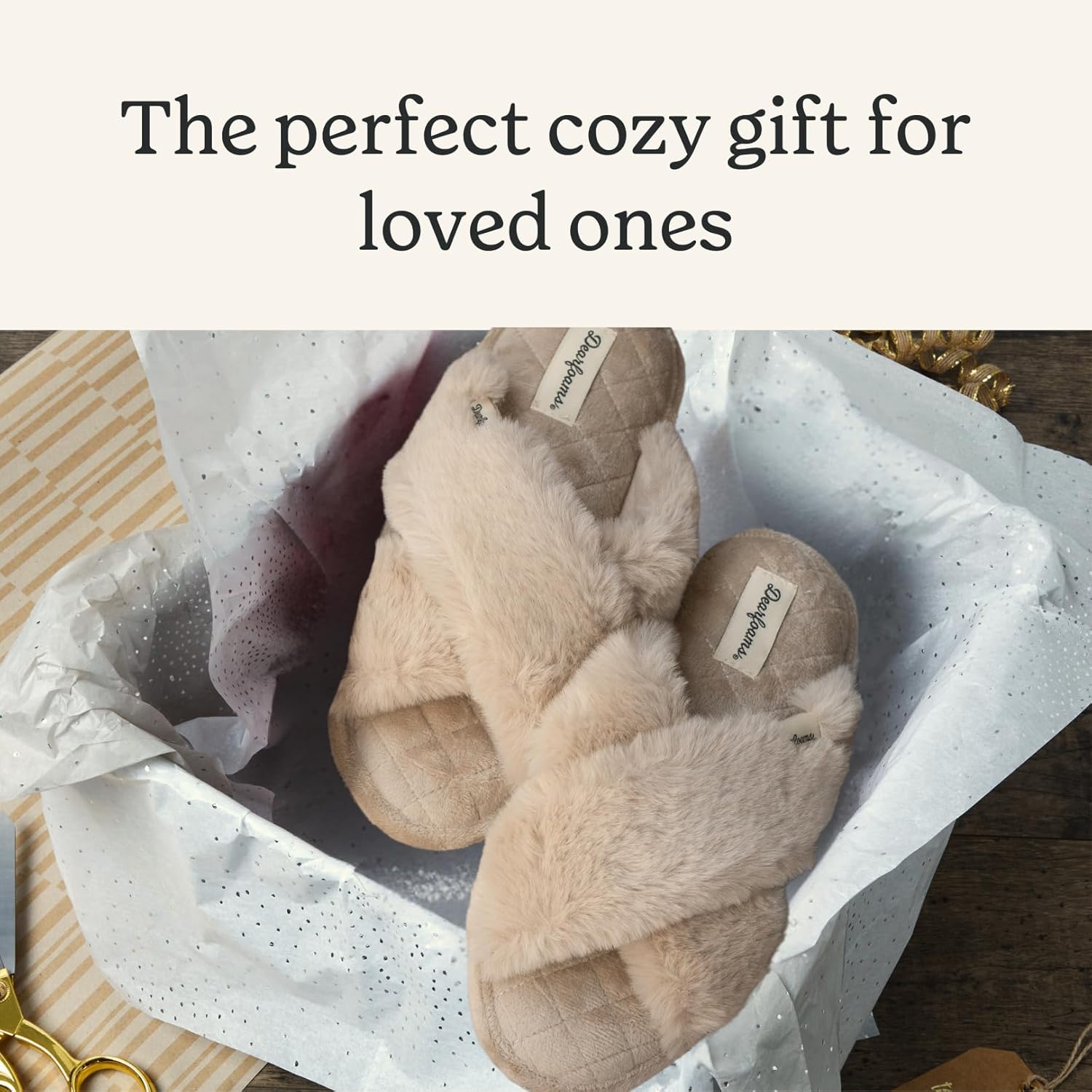 Dearfoams Women’s Acquired Style & Danielle Pheloung Exclusive Memory Foam Jessica Cozy Bow Cross Band Slide Slippers - Image 2