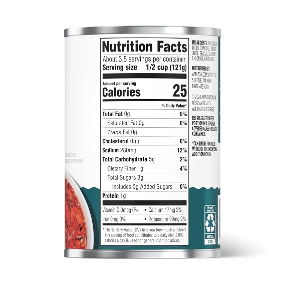 Amazon Grocery, Canned Fire Roasted Diced Tomatoes, 14.5 Oz