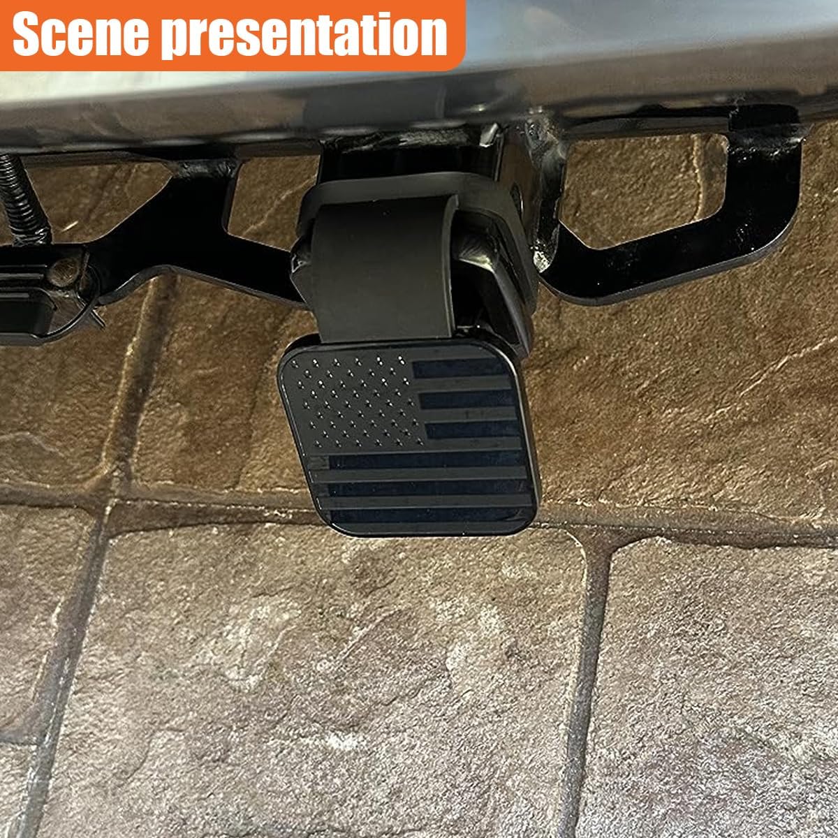 2'' American Flag Trailer Hitch Cover, Dust Proof Rubber Truck Receiver Tube Plug Insert, Tow Receiver Hitch Cap, Universal Car Exterior Accessories for Most Cars Trucks SUVs (BlackFlag-1PC)