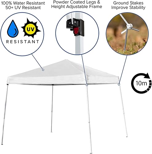 Miniatura 3 de Flash Furniture Tienda de campaña inclinada para eventos, de 8 x 8 pies, color blanco con bolsa de transporte