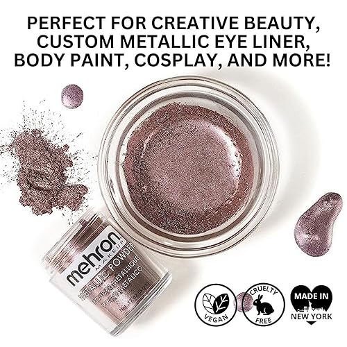 Miniatura 3 de Mehron Polvo metálico de maquillaje (0.17 oz) con líquido de mezcla (1 oz) (oro rosa)