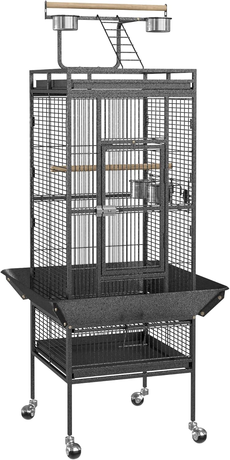 Jaula para Pájaros, Transportín Versátil para El Hogar Y Los Viajes, Fácil De Guardar, Ideal para Cacatúas, Loros, Periquitos, Cotorras, Cotorras, Palomas Y Otras Aves Black