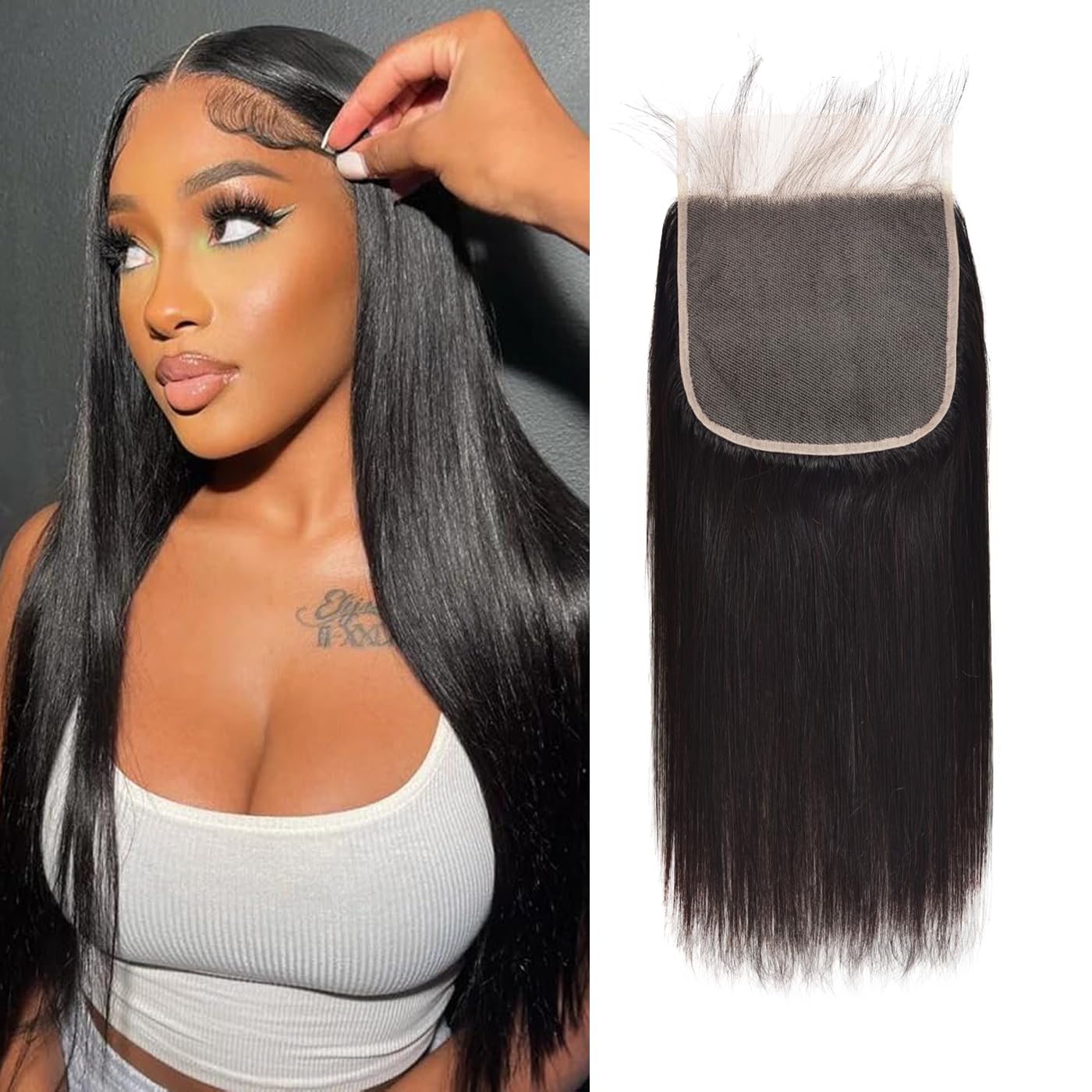 Real Human Hair Topper 90g Large Cap 7x7 Lace Front Straight Hairpiece M1457 Mono Lace Top Human Hair Topper with Clips base size 5  main image 2