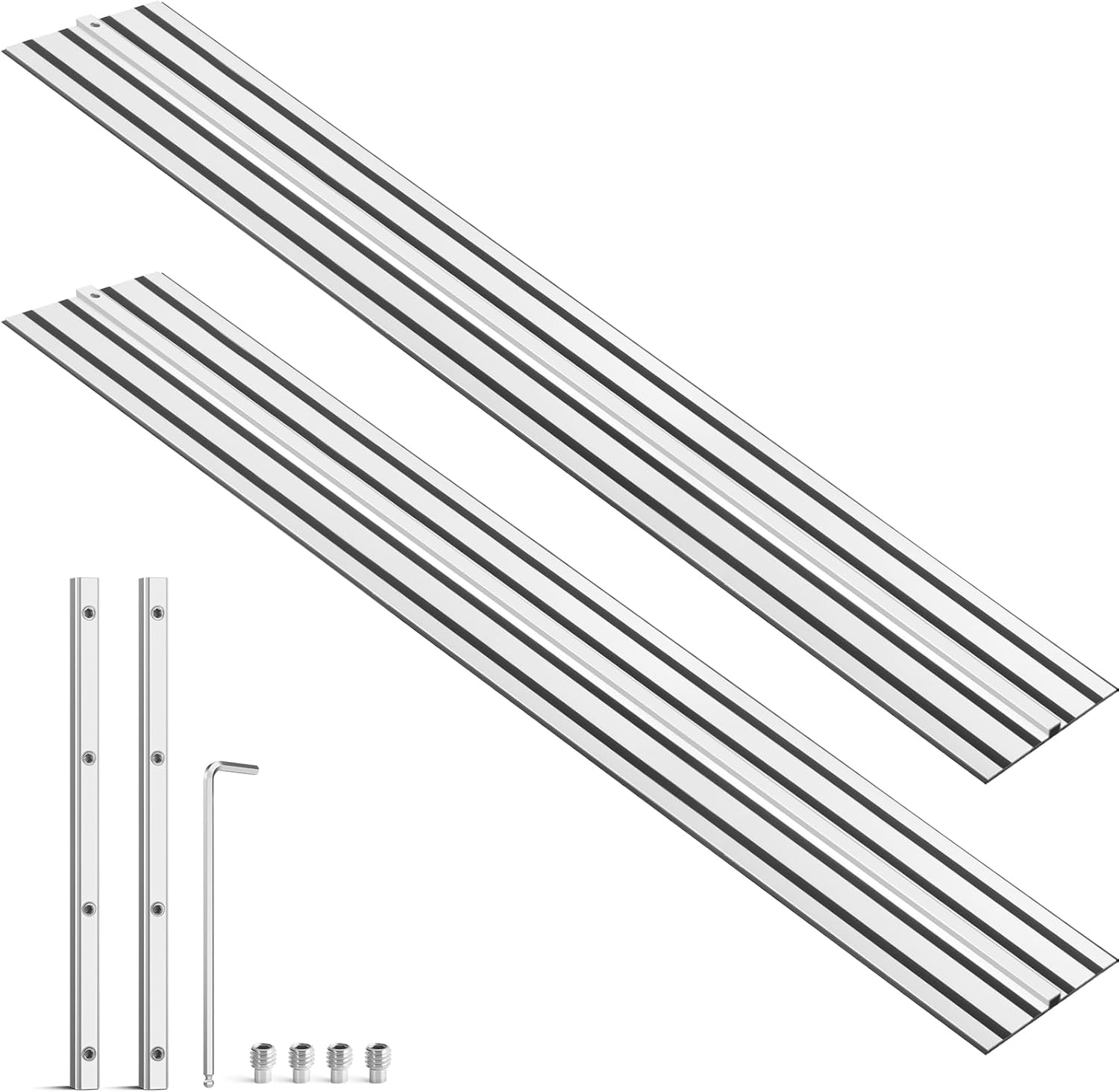 110" Guide Rail Compatible with Dewalt Track Saw, Includes 2x55" Guide Rails, 1xGuide Rail Connectors & Guide Rail Splinter Guard Strip