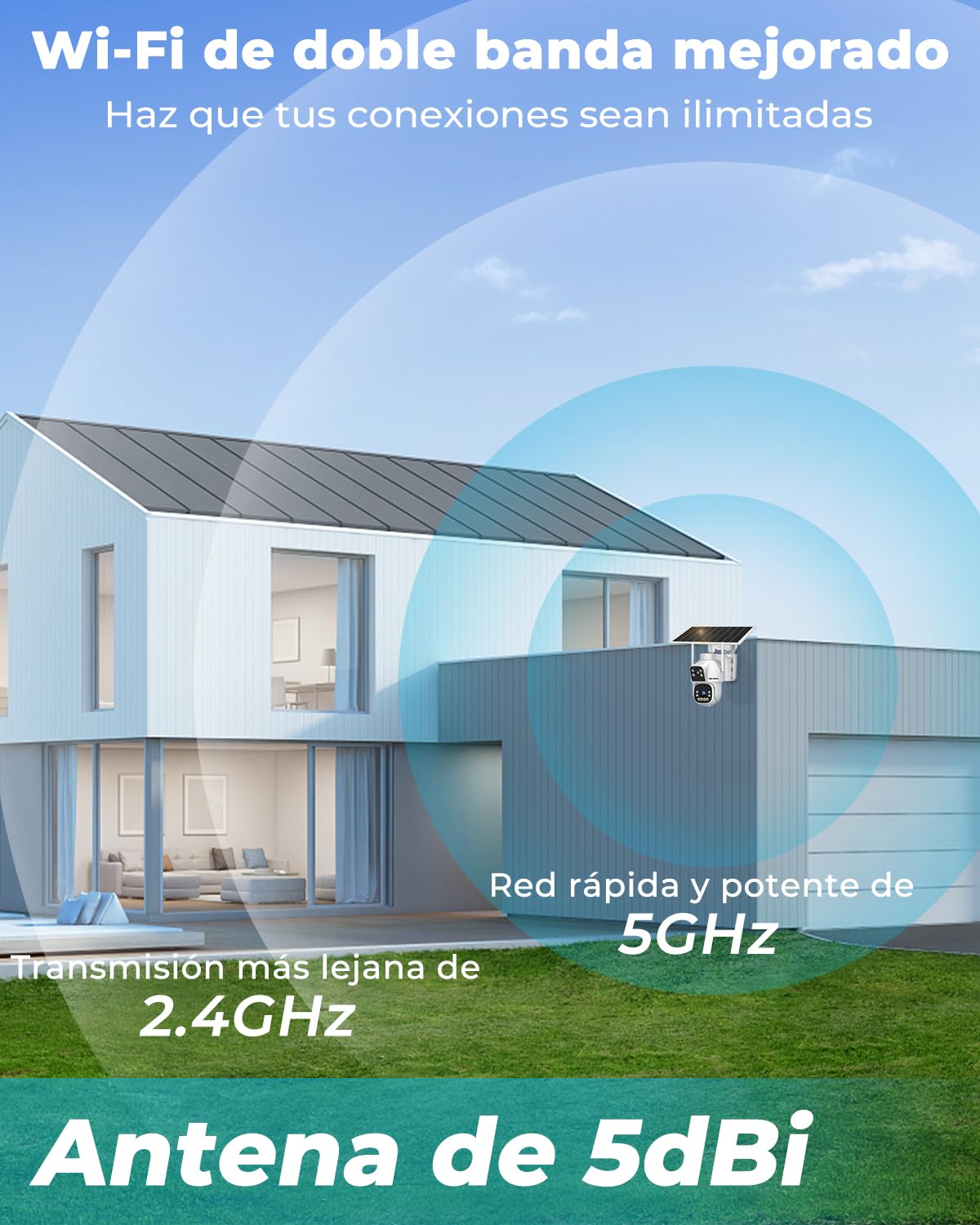 GENBOLT 2.5K AOV WiFi Solar Cámara Vigilancia Exterior Inalámbrica, Grabación 24/7 3MP+3MP Cámara IP Seguridad Exterior con Detección de IA Batería 15600mAh 8W, CCTV Cámaras Seguridad WiFi 2.4&5GHz