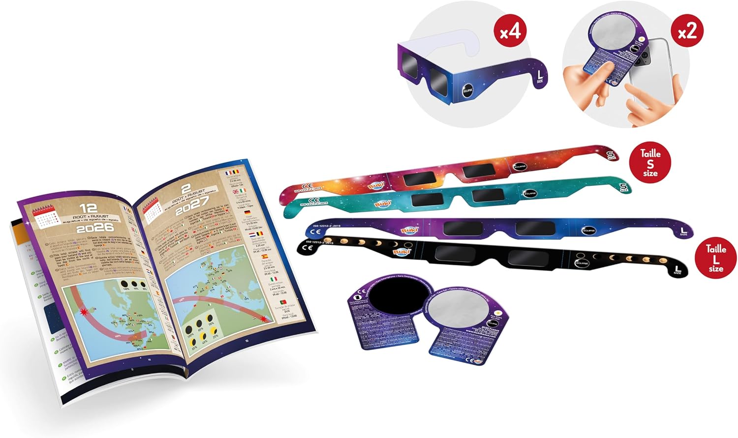 Buki Okulary do obserwacji zaćmienia Słońca Family Pack