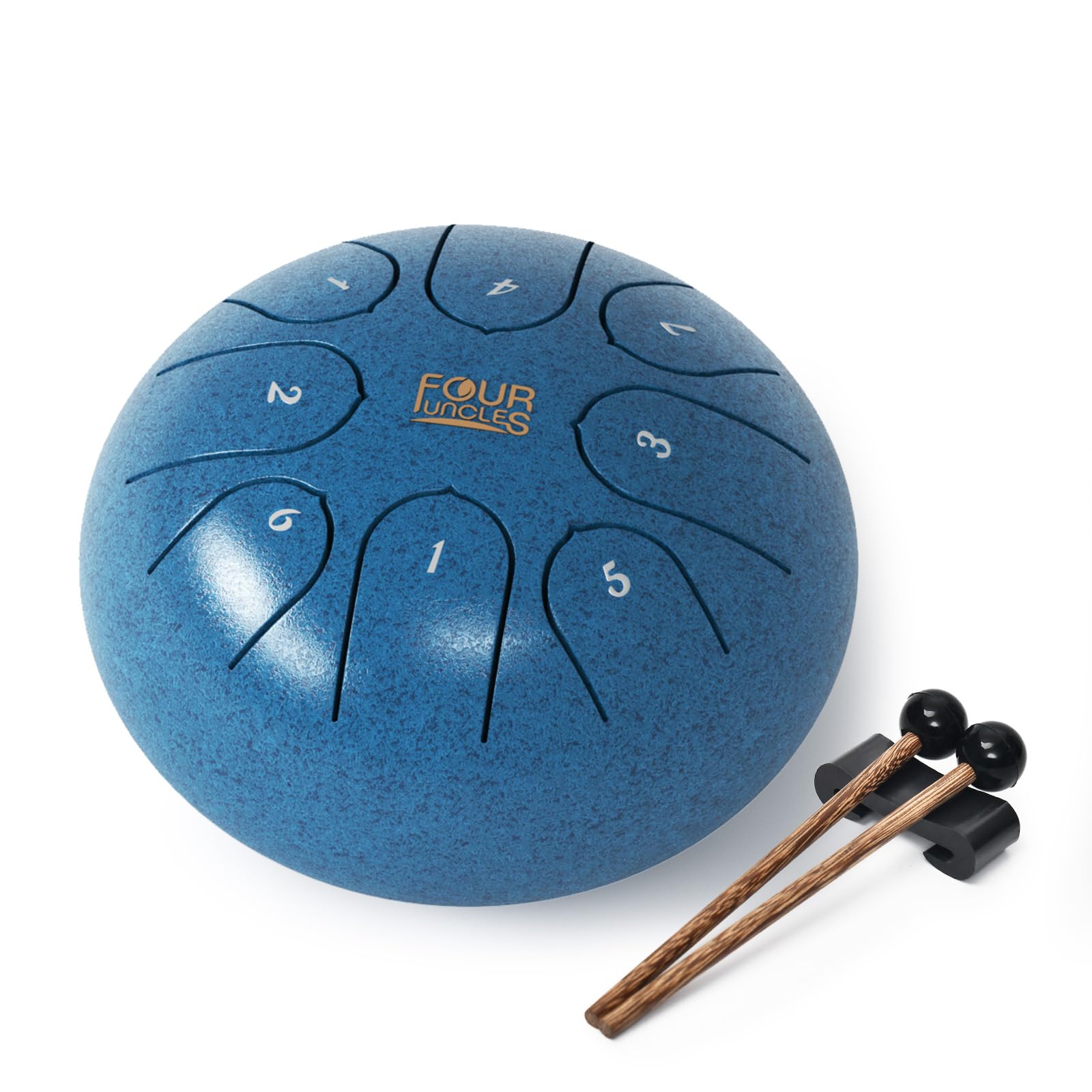 FOUR UNCLES Rain Drum for Outside, Steel Tongue Drum -6 Inch 8 Notes - Hand Pan Drums with Travel Bag,Music Book & Mallets, Musical Instruments Gifts for Family and Friends