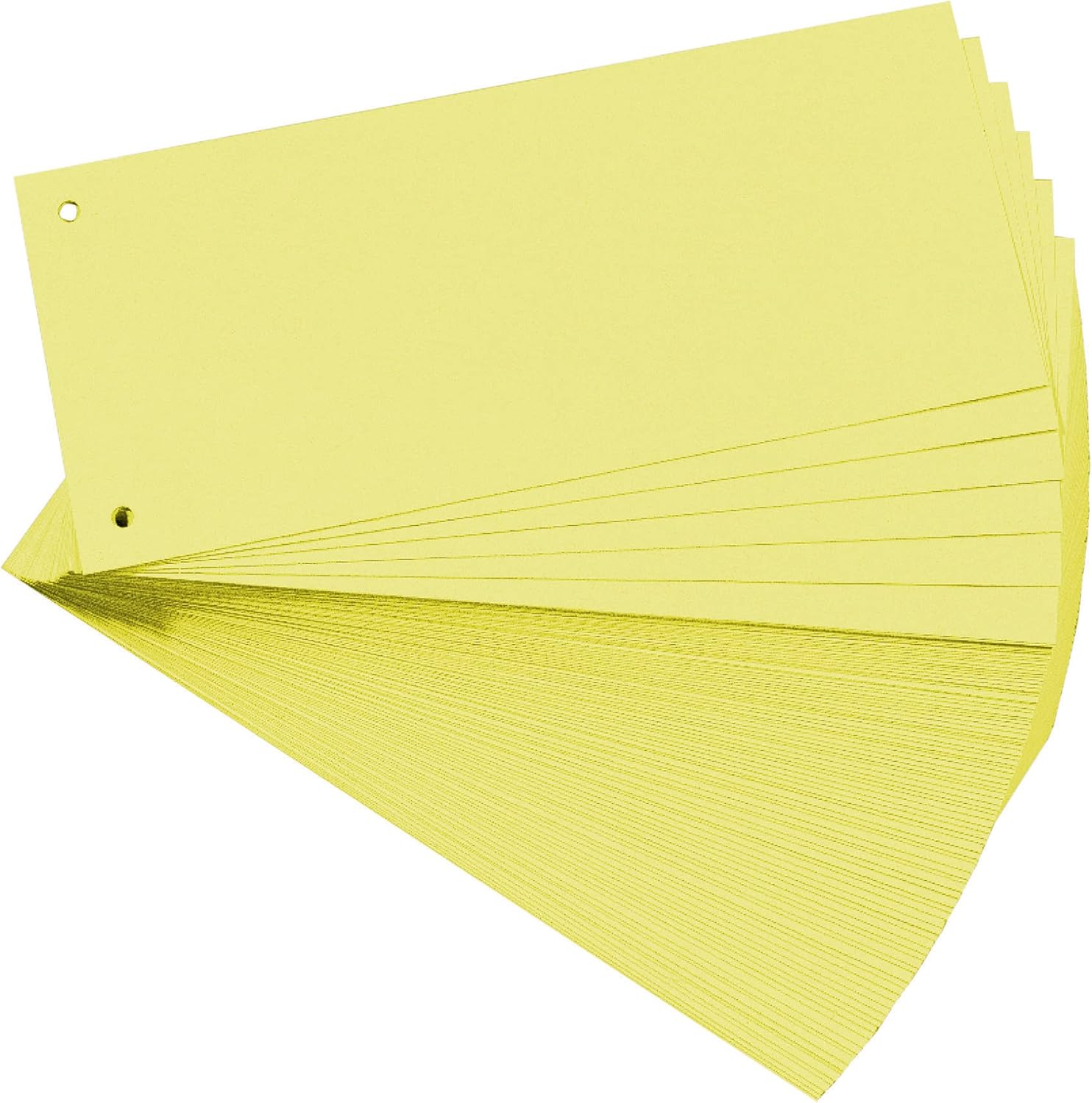 EXACOMPTA 13425B Paquet de 100 fiches intercalaires perforées 180g papier recyclé Forever unies à l'italienne 10,5 cm x 24 cm pour classeur coloris jaune