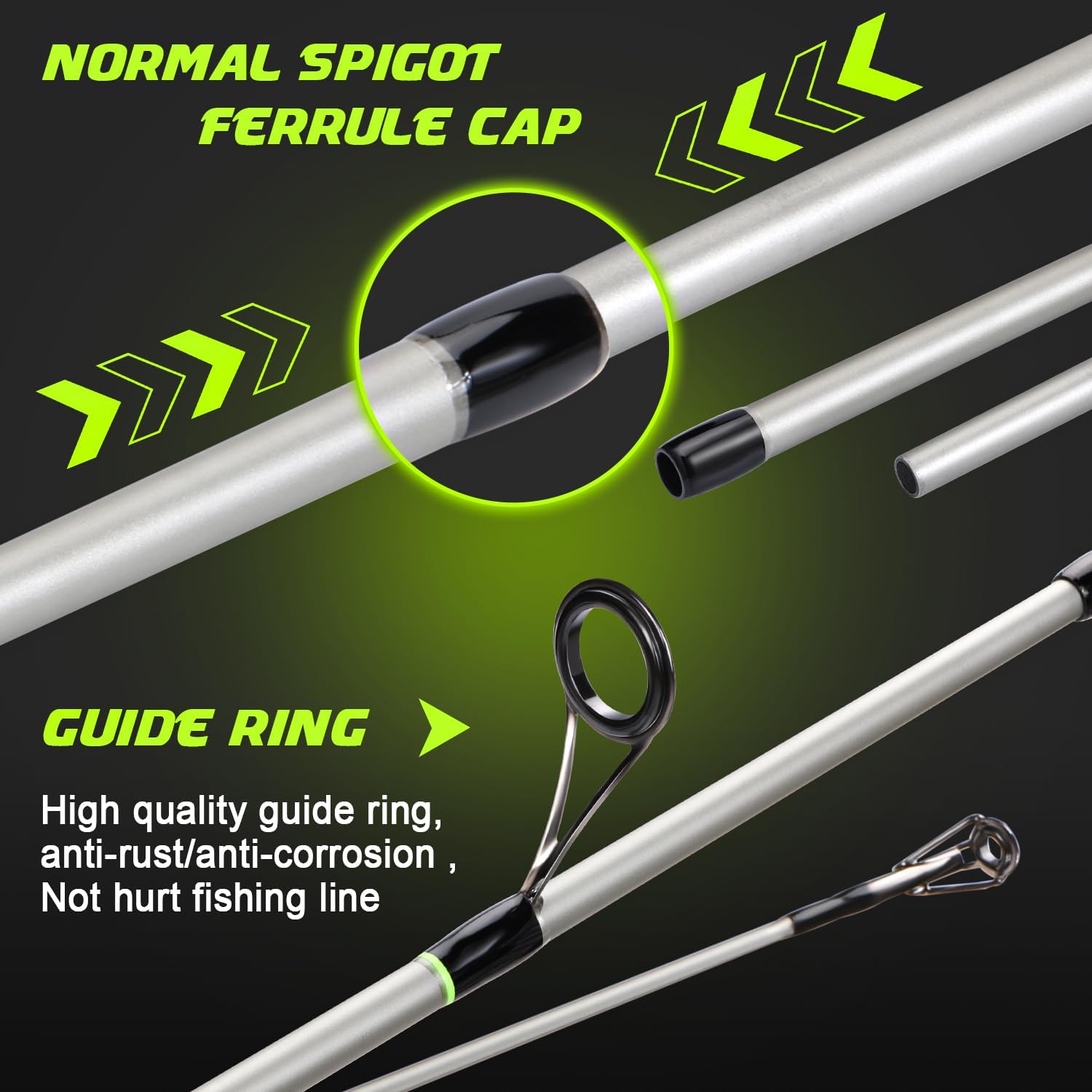 Sougayilang Fishing Rod and Reel Combo,High Performance Spinning & Baitcaster Combo, 2-Piece IM7 Graphite Travel Rod, EVA Handle, Bass Fishing Kit for Beginners