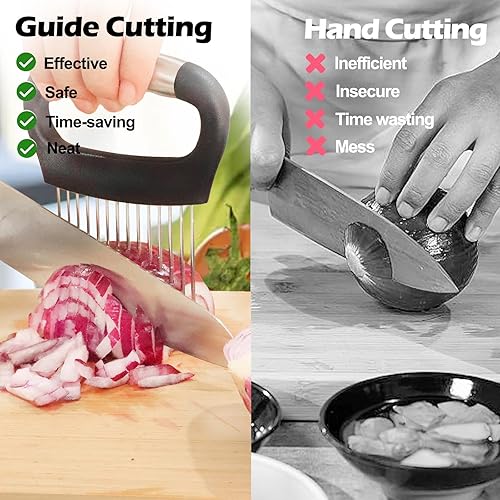 Miniatura 3 de JAYVAR Soporte grande de cebolla para rebanar, cortador de cebolla grande, picador de verduras, rebanador de tomate de acero inoxidable para papa y