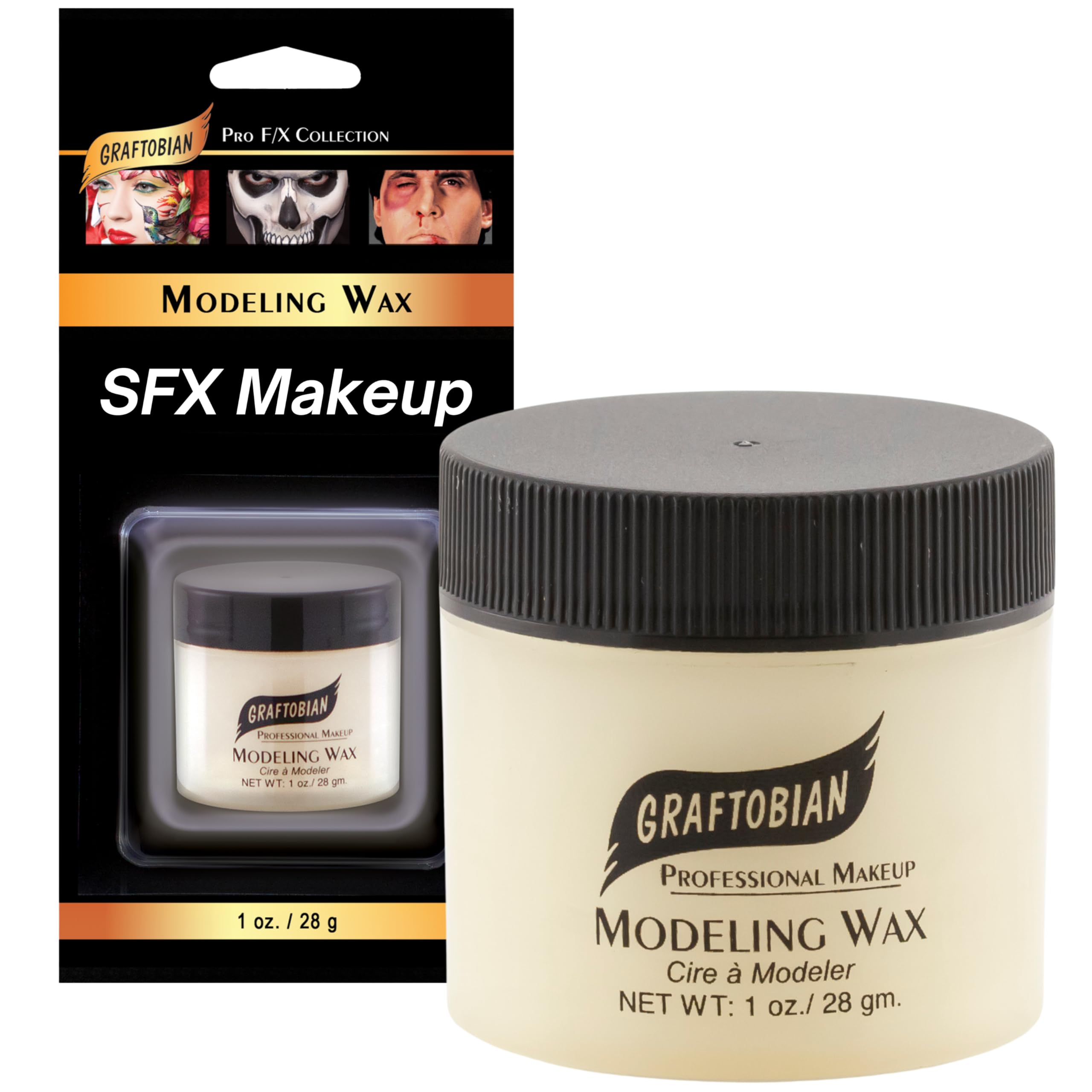 Modelling Wax SFX Makeup | Special FX Makeup Kit | Scar Wax, SFX Makeup Kits for Halloween Scars and Wounds Latex | Special Effects Makeup Kit for Scar Gel | Bone Colour - 30ml (1oz) Pot by Graftobian