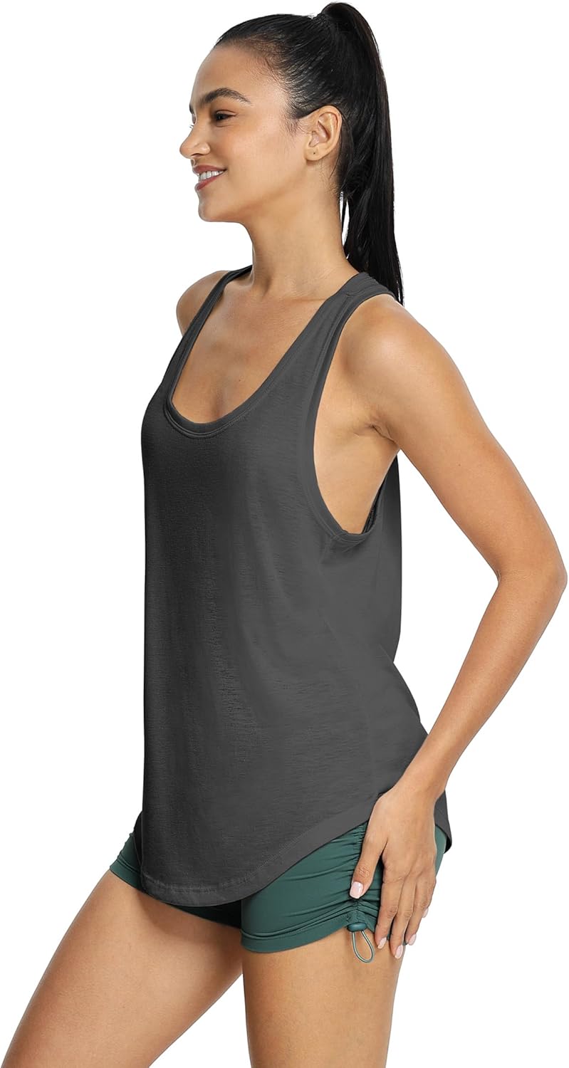 icyzone Workout Tank Tops for Women - Athletic Yoga Tops, Racerback Running Tank Top, Gym Exercise Shirts (Pack of 2)