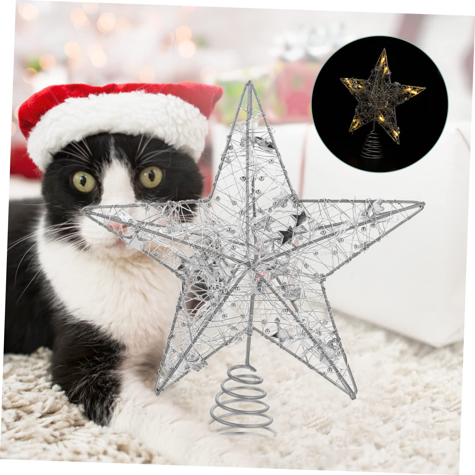 Didiseaon 2pezzi Puntale Albero Di Natale Con Led Forma Di Stella Decorazione Natalizia Elegante Per Alberi Uffici e Negozi Facile Da Installare Aspetto Nobile e Lussuoso