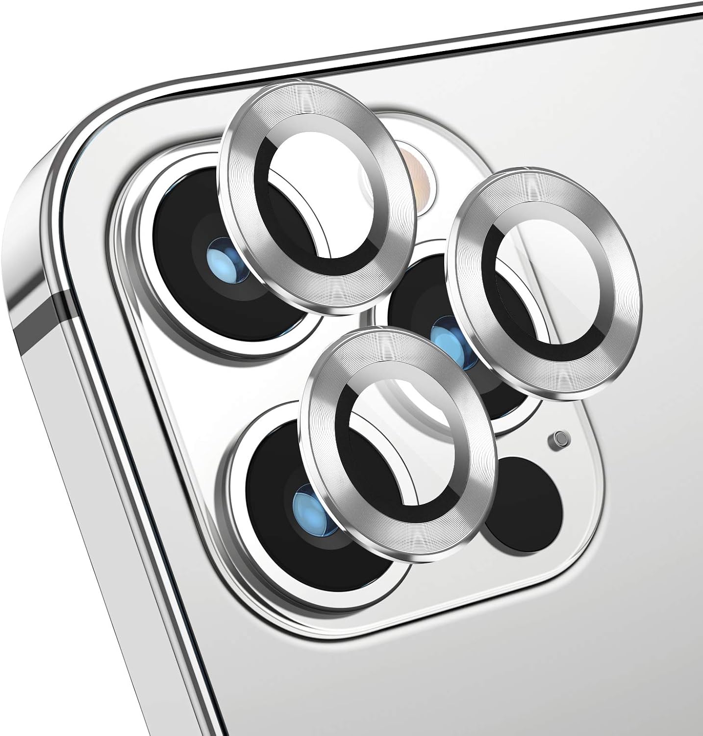 Deyooxi [3 Pack] Camera Lens Protector Compatible with iPhone 12 Pro Max Cam Protector Tempered Glass Individual Scratch Resistant Silver