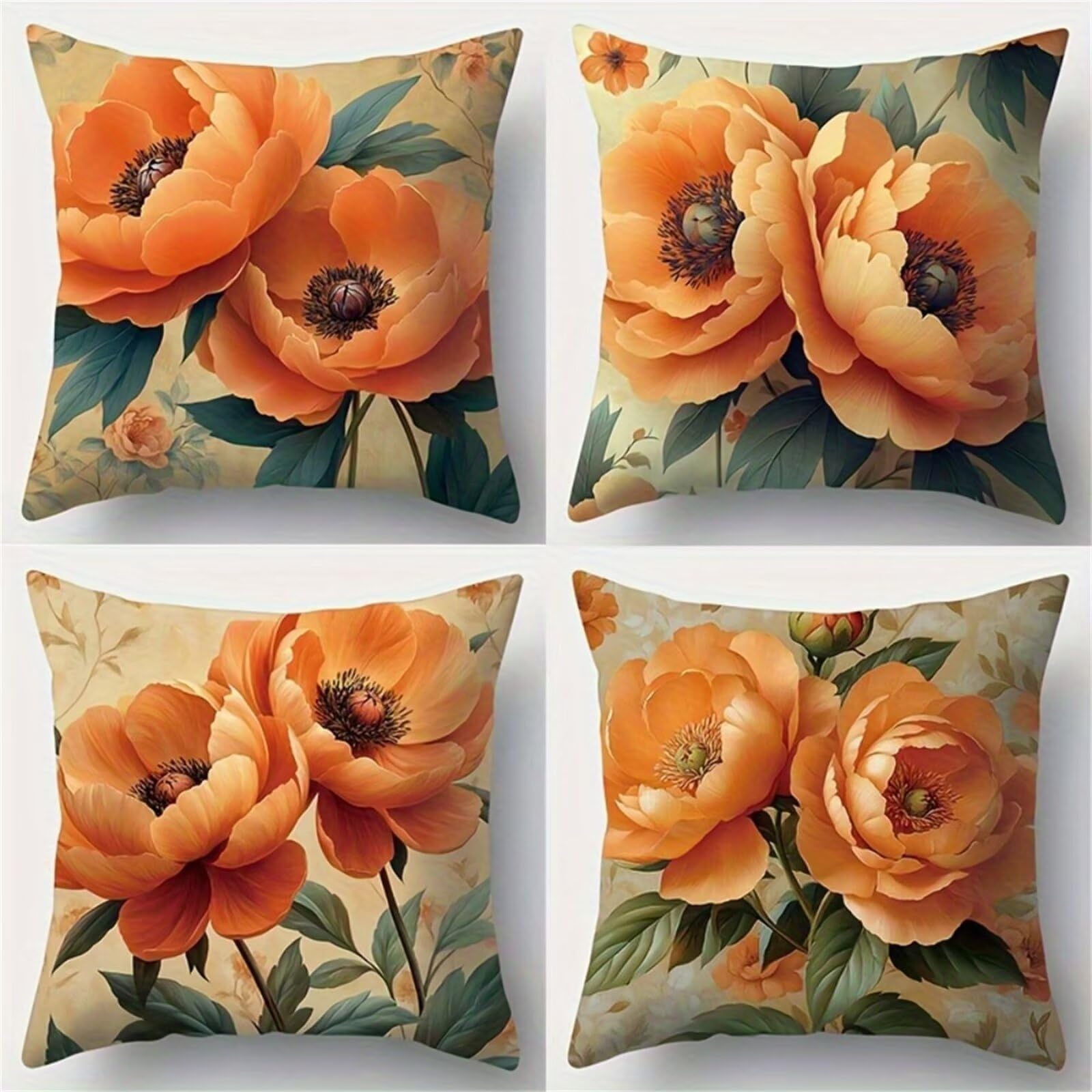 Housses de coussin 50x50 cm en lin lot de 4 taies jaunes pour canapé