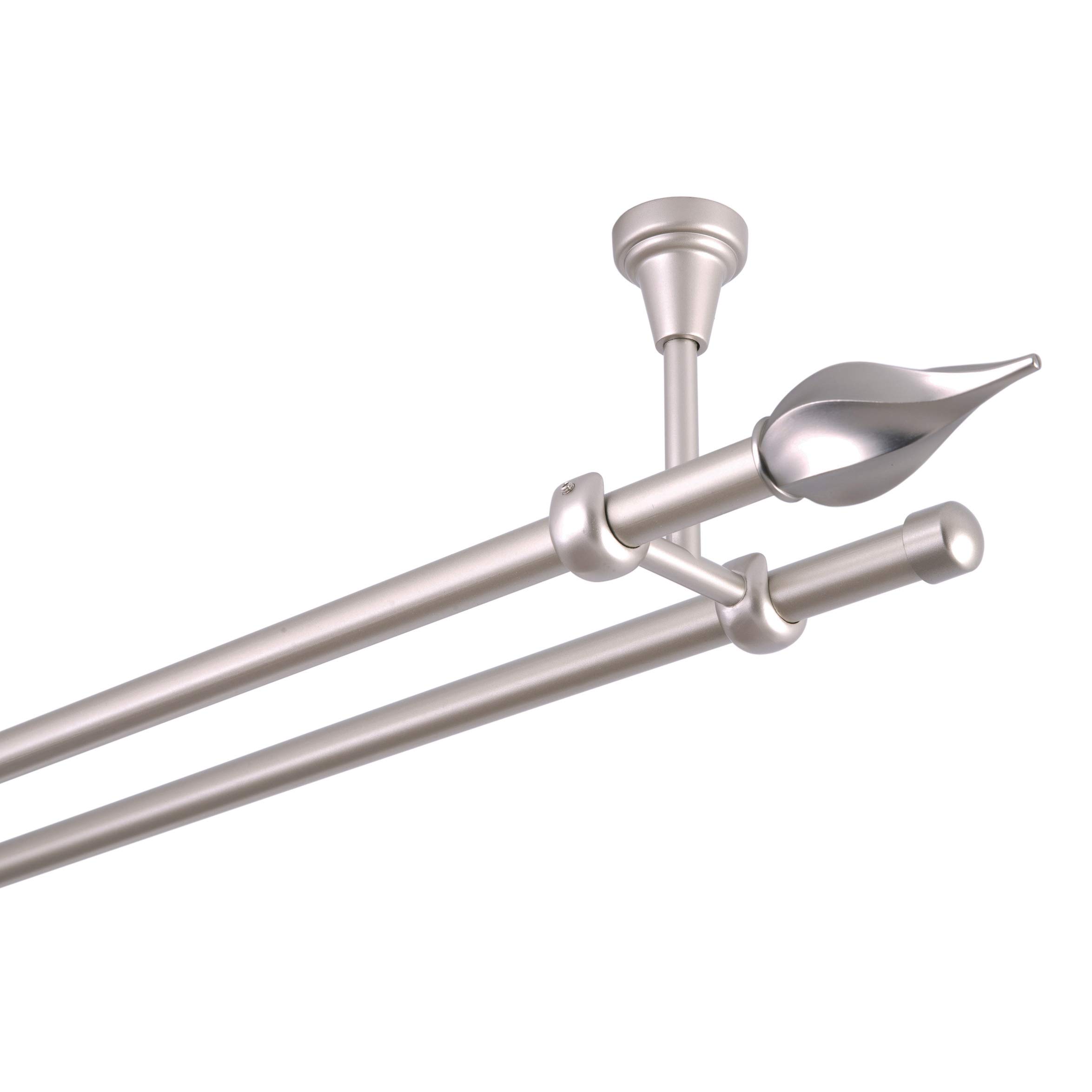 Tringle à rideaux 19 mm 2 voies Fixation au plafond Chrome mat Métal (140)