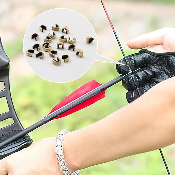 20 pièces Bowstring Nocks Buckle Clips Bowstring Nocking Point Bow String Buckle Clip Boucle en Laiton Cordes d'arc Clip Bowstring Nock Point Accessoires Tir à l'arc pour Arc à Poulies Arc Classique - 5