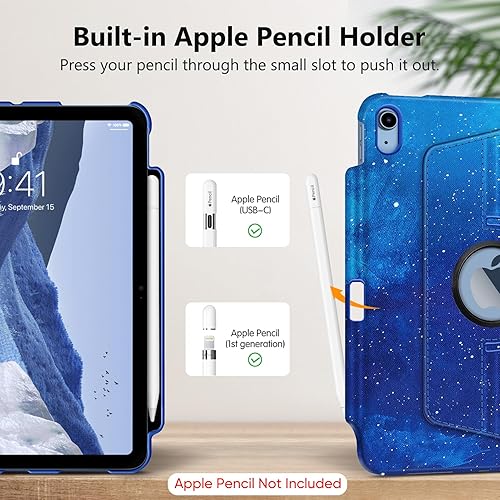Miniatura 5 de Fintie Funda giratoria para iPad (A16) de 11 generación de 11 pulgadas (2025), iPad de 10.9 pulgadas (2022)  Soporte para lápiz integrado Funda