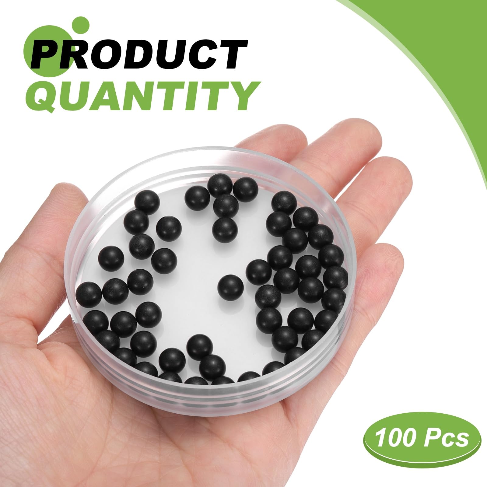 sourcing map POM-Kunststoff-Kugellagerkugeln, 6,35 mm, massive Kunststoffkugeln, G2, Präzisions-Polypropylen-Mini-Kugel, Schwarz, 100 Stück