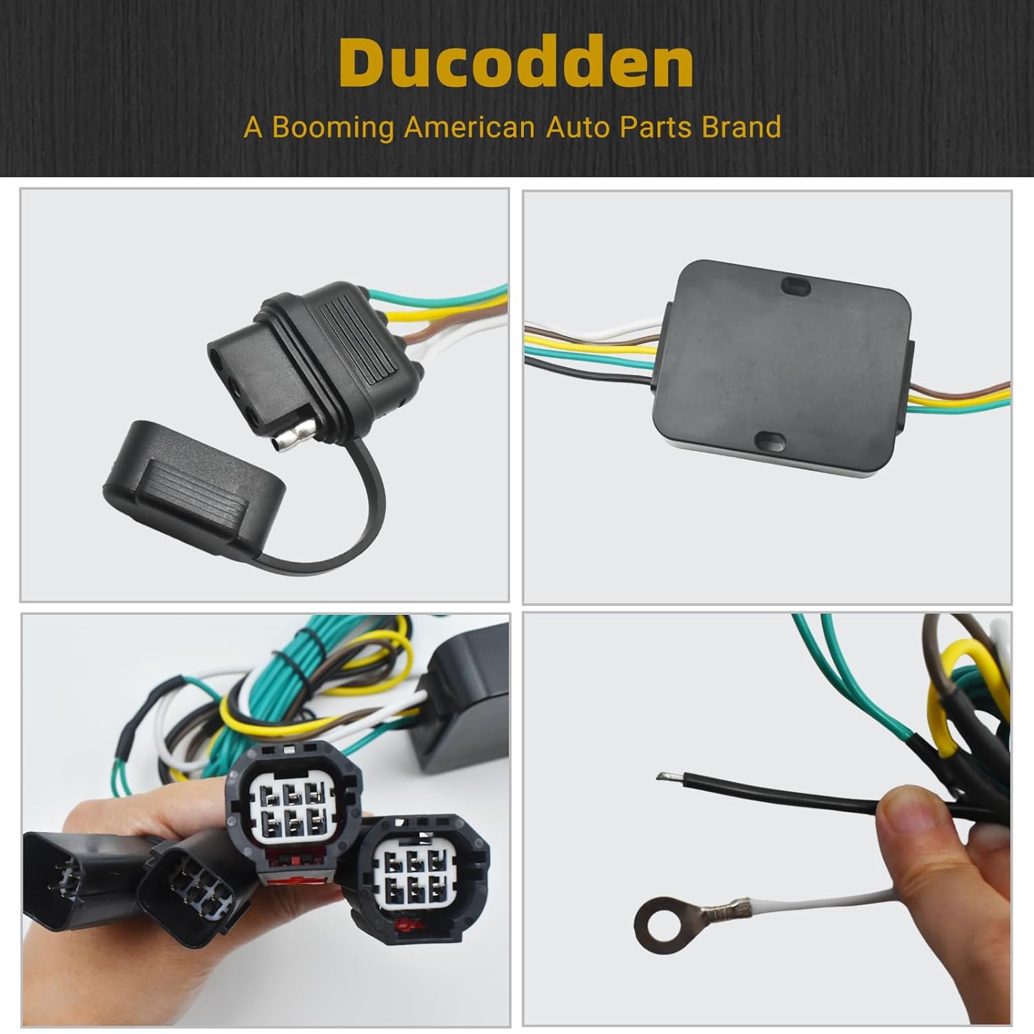 4-Pin Trailer Wiring Harness 56331 Compatible with 2011-2020 Dodge Grand Caravan, 2011-2016 Chrysler Town and Country, 2012-2015 Ram C/V，4-Way Tow Hitch Wire T-Connector Plug n Play