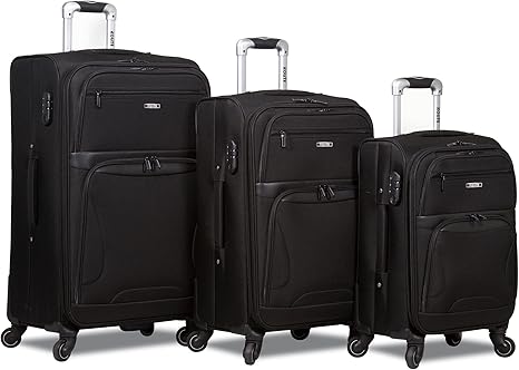 review Rolite Explorer 3-Piece Expandable Spinner Luggage Set, Black, One Size