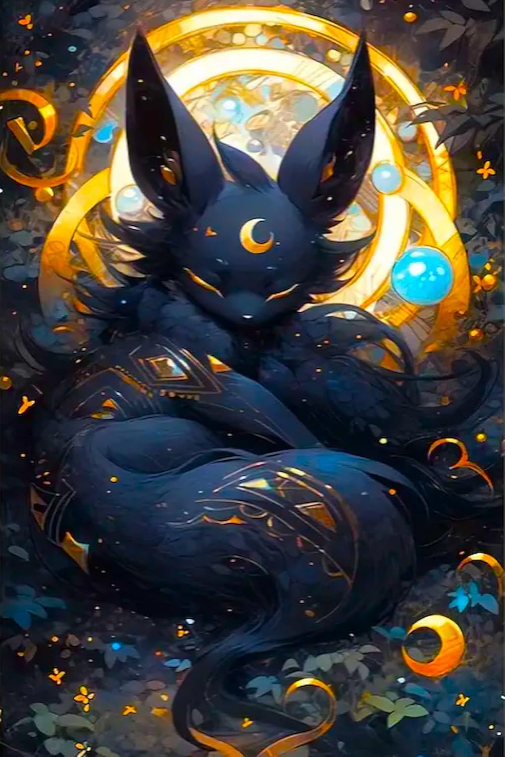 Picmondoo Diamond Painting - 40 x 60 cm, with Square Resin Stones, AB Stones, Rhinestones & Metallic Colours - DIY Artwork for Adults and Children (Mystical Night Creature)