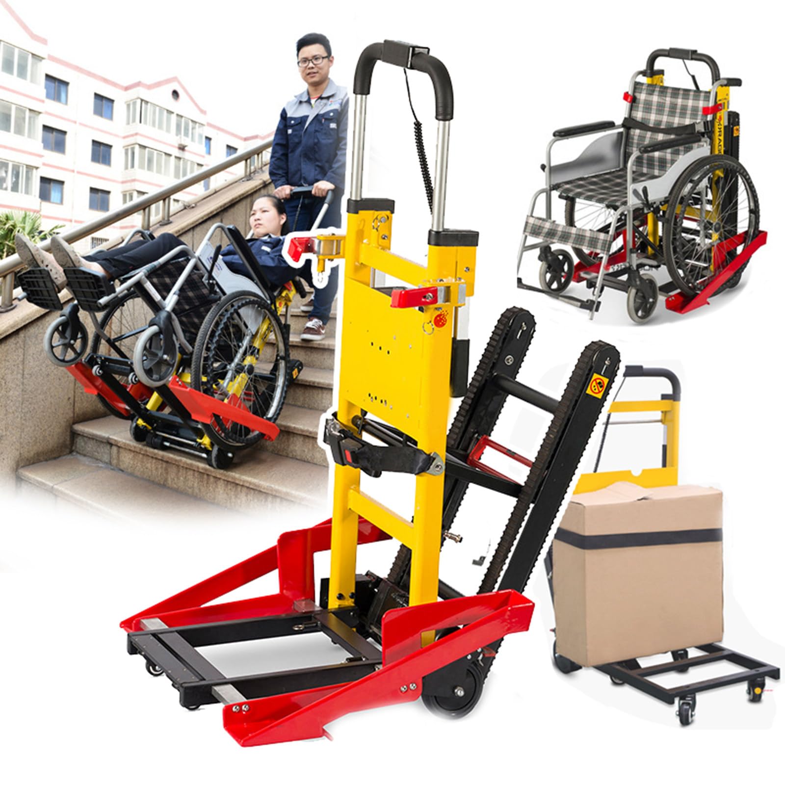 Carrello Montascale Elettrico Cingolato, Carrello Montascale Pieghevole, Veicolo di Attracco per Sedia A Rotelle, per Il Trasferimento di Pazienti/Carico, Carico Massimo 440 Libbre/200 kg