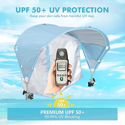 Miniatura 6 de Toldo universal para silla, parasol UPF 50+ con abrazadera ajustable, se adapta a la mayoría de las marcas de playa, camping, césped, bronceado,