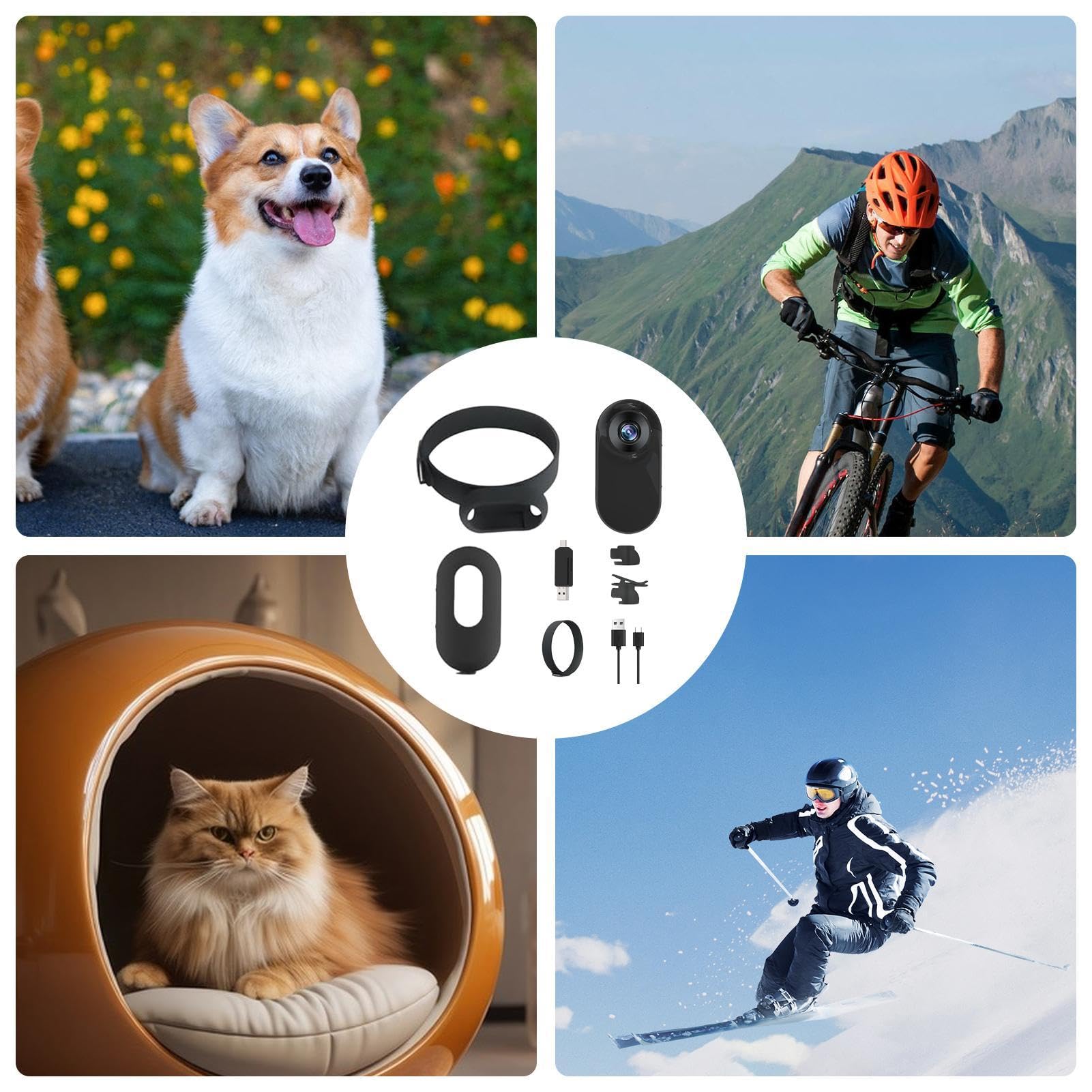Collare Per Fotocamera Per Gatti | Fotocamera Per Azioni Corporee | Telecamera Per Collare Per Gatti Per Animali Domestici | Fotocamera Sportiva HD 1080p Con Registrazioni Video E Registrazioni