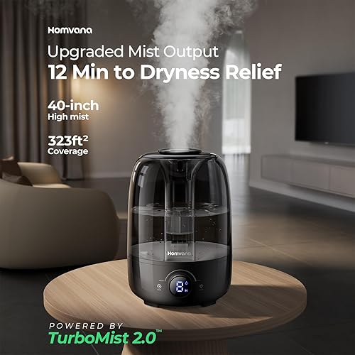 Miniatura 2 de Homvana Humidificadores para difusores de dormitorio, humidificador de niebla fría de 4 litros de llenado superior, difusor de tiempo de