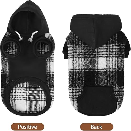 Miniatura 6 de PUPTECK Sudadera con Capucha para Perro Sudadera para Cachorro Suéter Cálido para Perro Ropa de Invierno Abrigos para Clima Frío para Perros Negro
