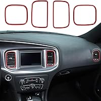 Vista 8 de Hoolcar Cubierta de Moldura de Ventilación del Panel de CA de Control Central del Aire Acondicionado para Dodge Charger 2011-2020, Fibra de Carbono