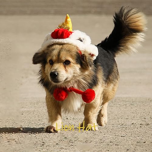Miniatura 5 de Sombrero para perro, sombrero de león para mascotas de celebración de estilo chino, lindo sombrero de baile de león para perro ajustable para Año