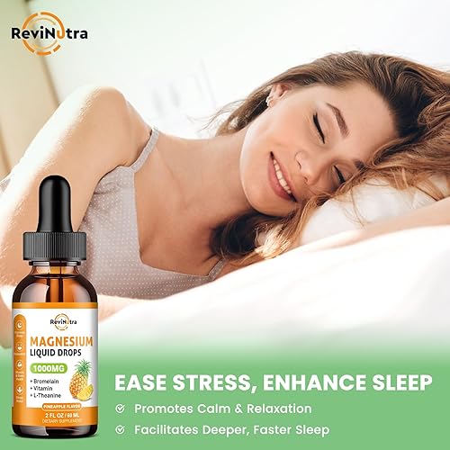 Miniatura 4 de Paquete de 2 gotas líquidas de glicinato de magnesio, 1000 mg de gotas de complejo de magnesio líquido para dormir, nervios, energía, músculos,