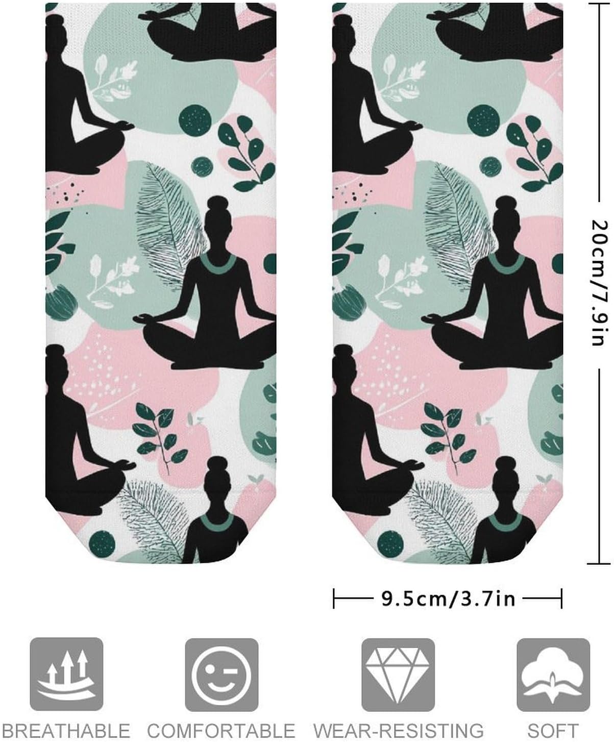 Meditation Yoga Nature 1 Pc Boot Sock Athletic Gym Low Cut Non Slip Ankle Gym Socks