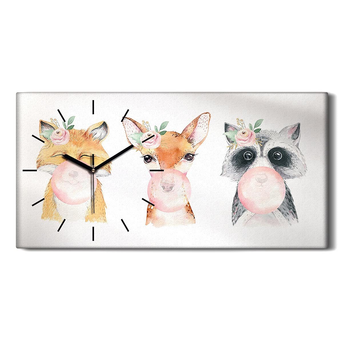 Art Mural Horloge sur Toile 60x30cm - Décoration Moderne de Qualité aux Mains Noires