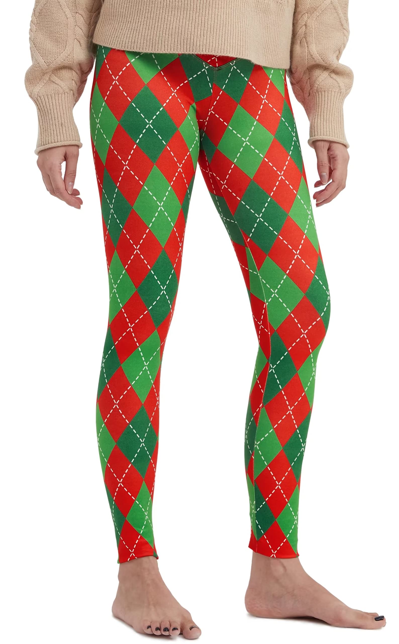 sissycos Women's Christmas Halloween Crossover Leggings High Waisted