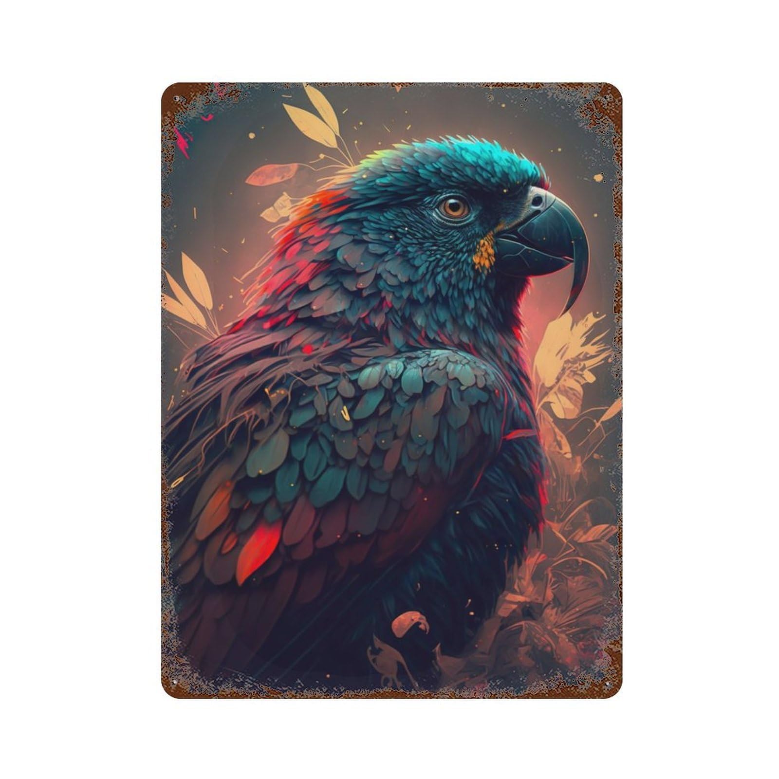 Parrot Beautiful Vintage Rust Metal Sign 15.7"x11.8", for Basement, Hobby Room And Garage Decor, Farmhouse Wall Decor