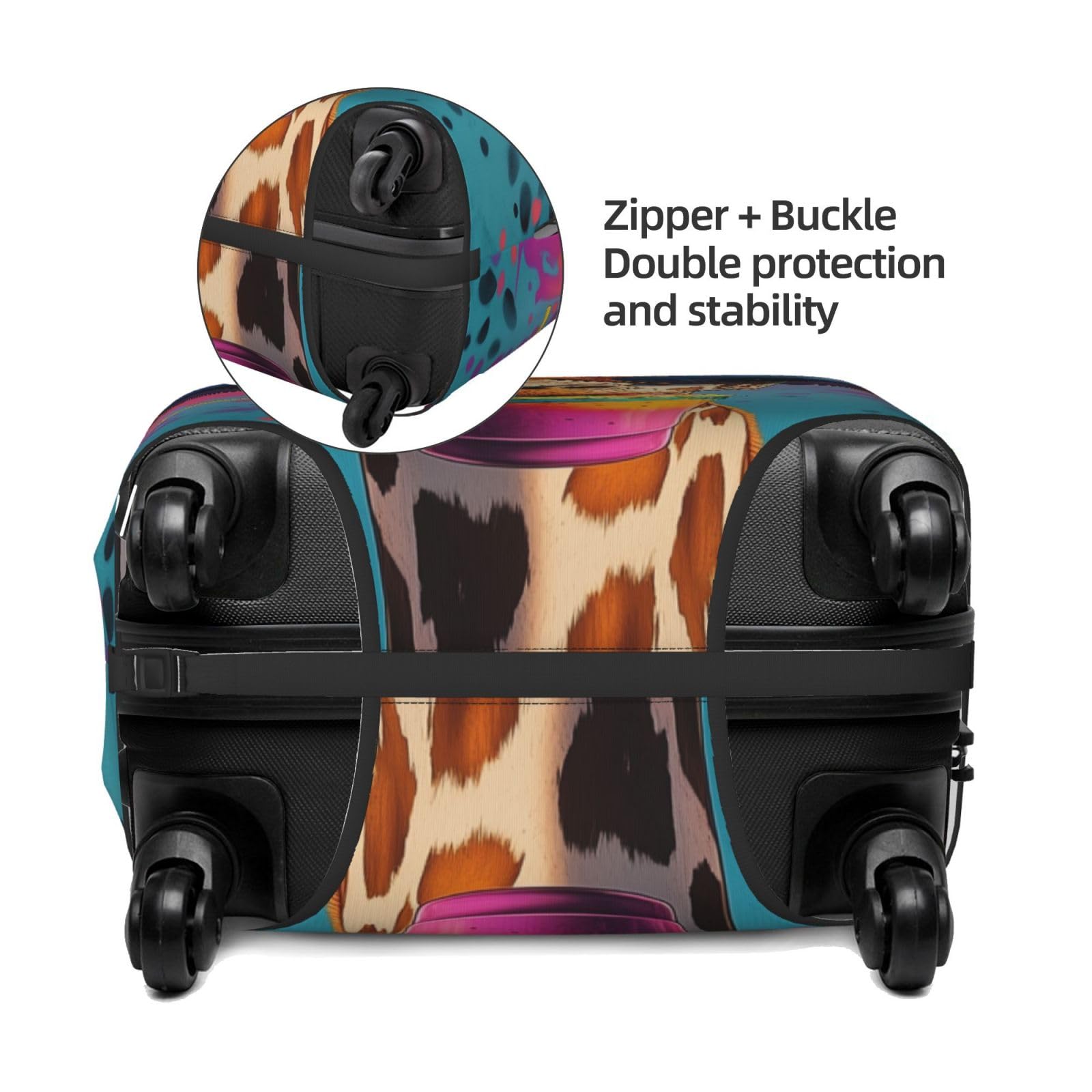 Housse de protection élastique pour valise de voyage - Encre abstraite - Anti-rayures - Convient aux bagages de 45,7 à 55,9 cm, Girafe aquarelle, M(23"-26" Suitcase)