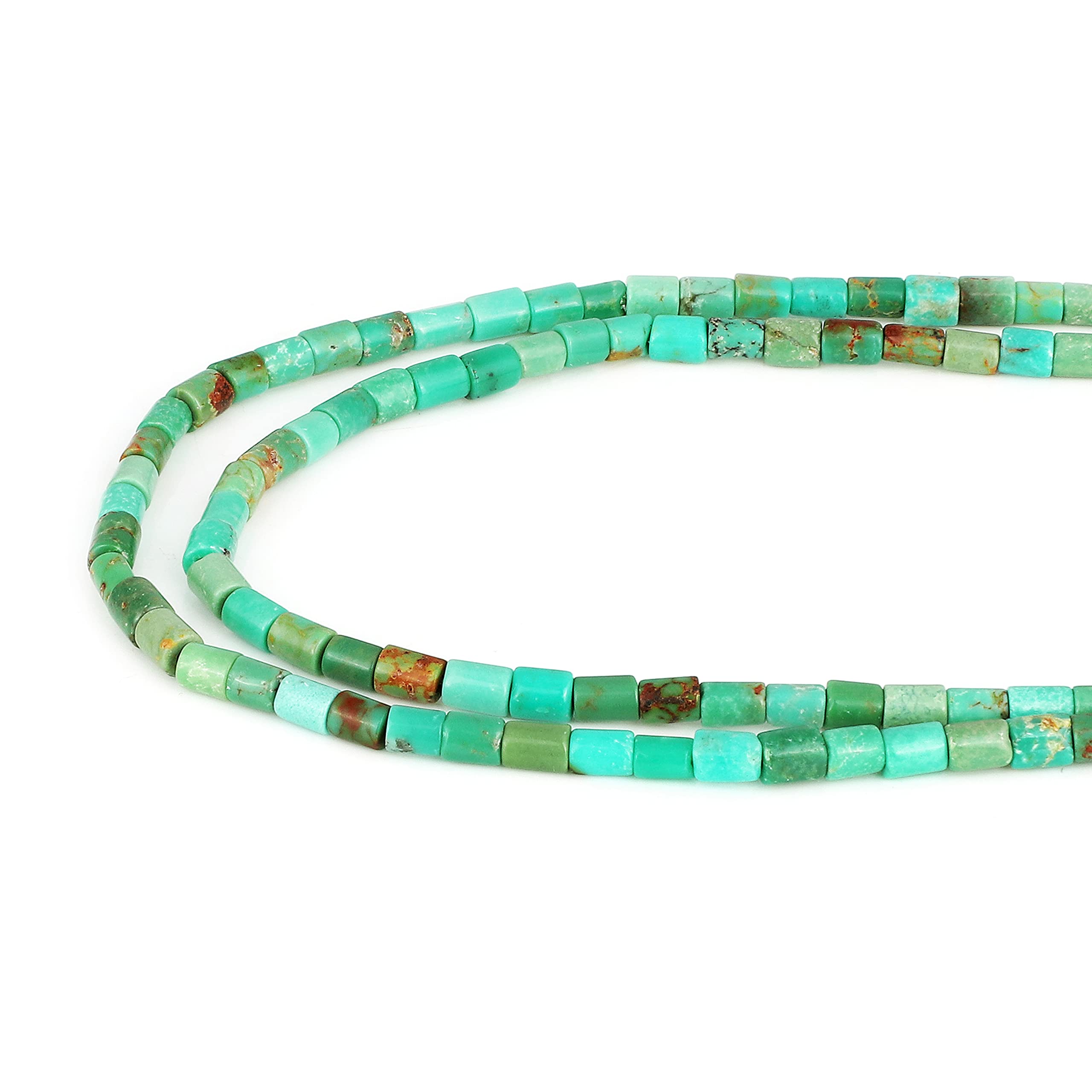 Naturalny turkusowy luźny sznur koralików (2 x 3 mm), rurka, gładkie rękodzieło, do samodzielnego wykonania, 39 cm, 1 sznurek do naszyjnika, bransoletki, kolczyki