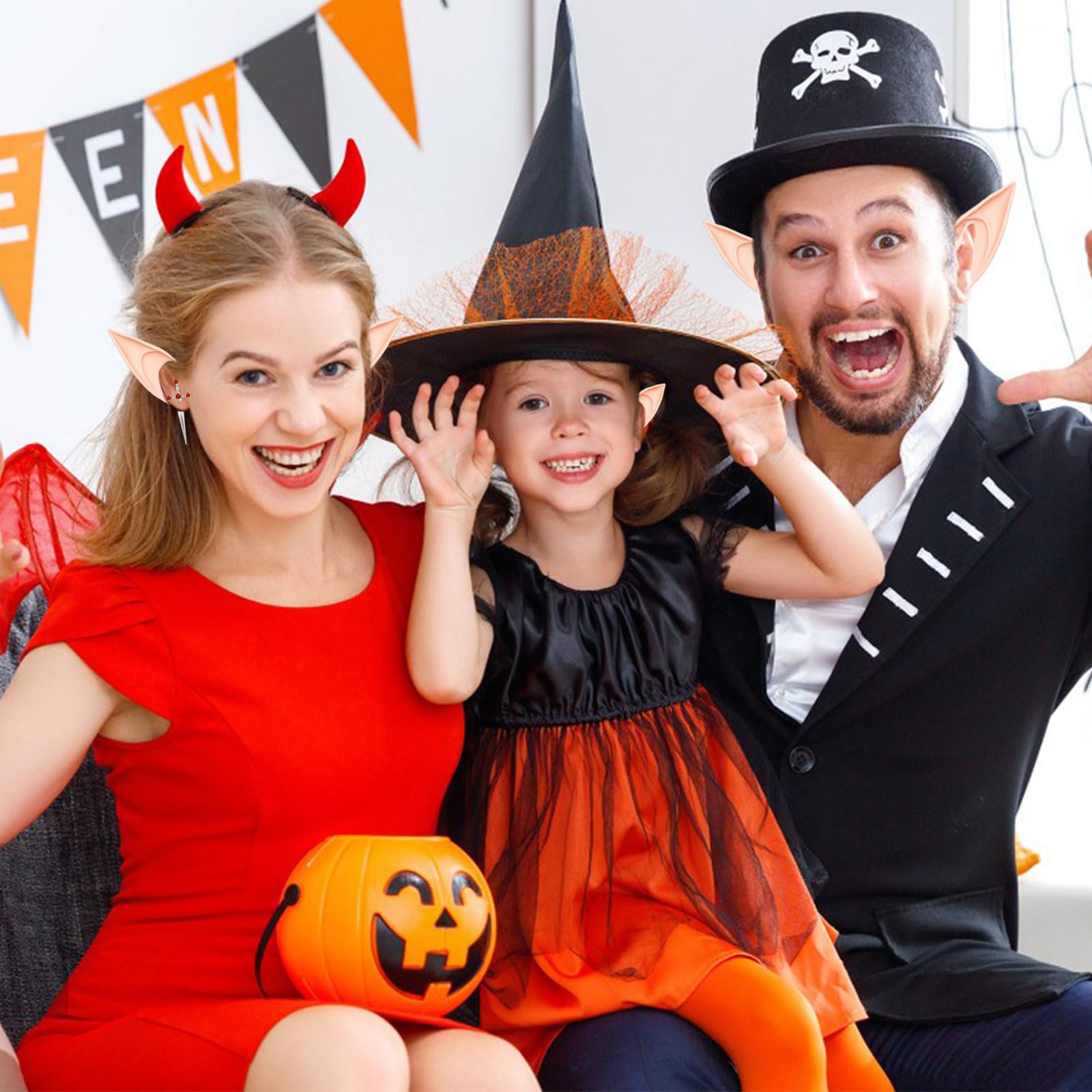 2 Paar Elfenohren Hautfarbe aus Kunststoff, Feenohren für Halloween Karneval und Maskerade Kostüm, Cosplay Zubehör Requisiten für Livestream Party