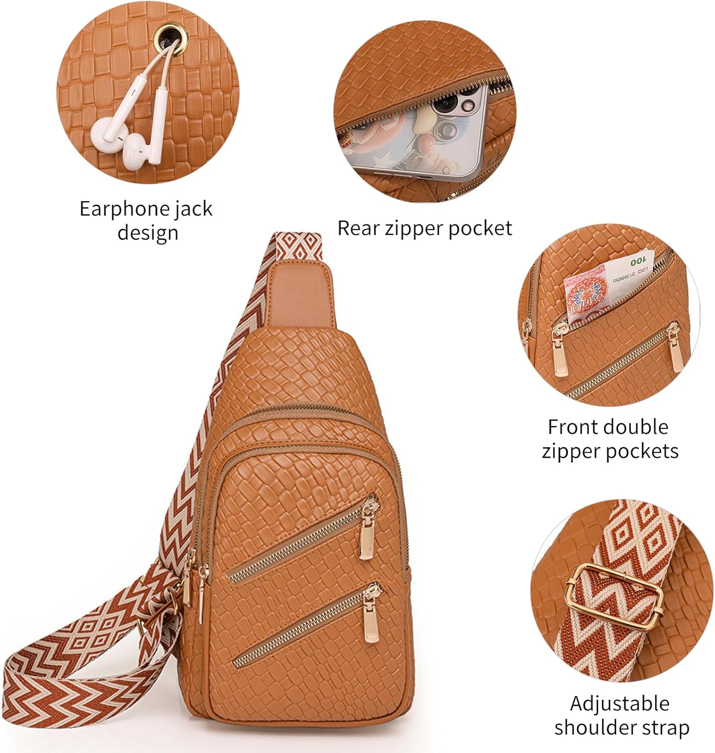 SENDEFN Small Sling Bag Crossbody Bags for Women Vegan Leather Cell Phone Cross Body Purse Fanny Packs Chest Bag for Women - Image 4