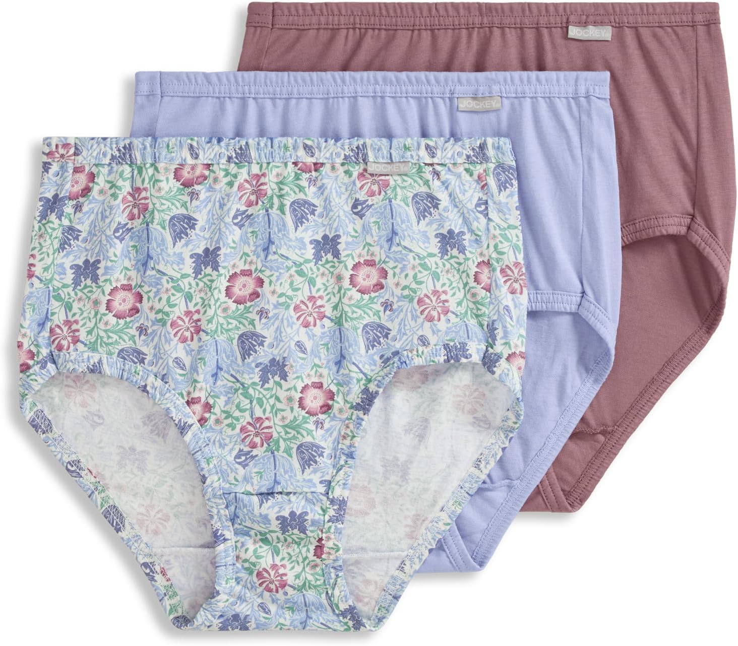 Jockey Women's Underwear Plus Size Elance Brief - 3 Pack, Mythos Garden, 8