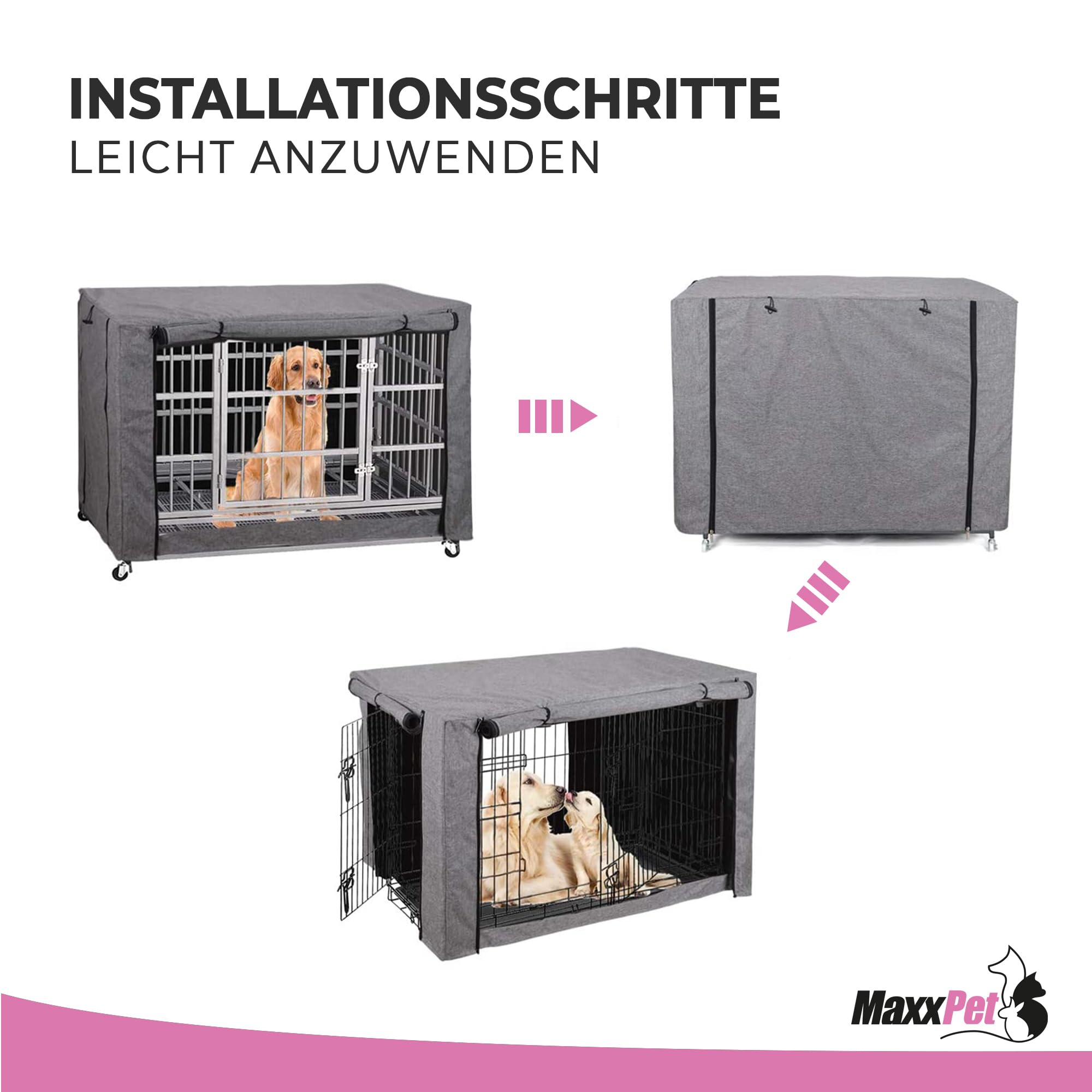 MaxxPet Abdeckung für Hundebox - Bezug für Hundebank – 92x58x64cm