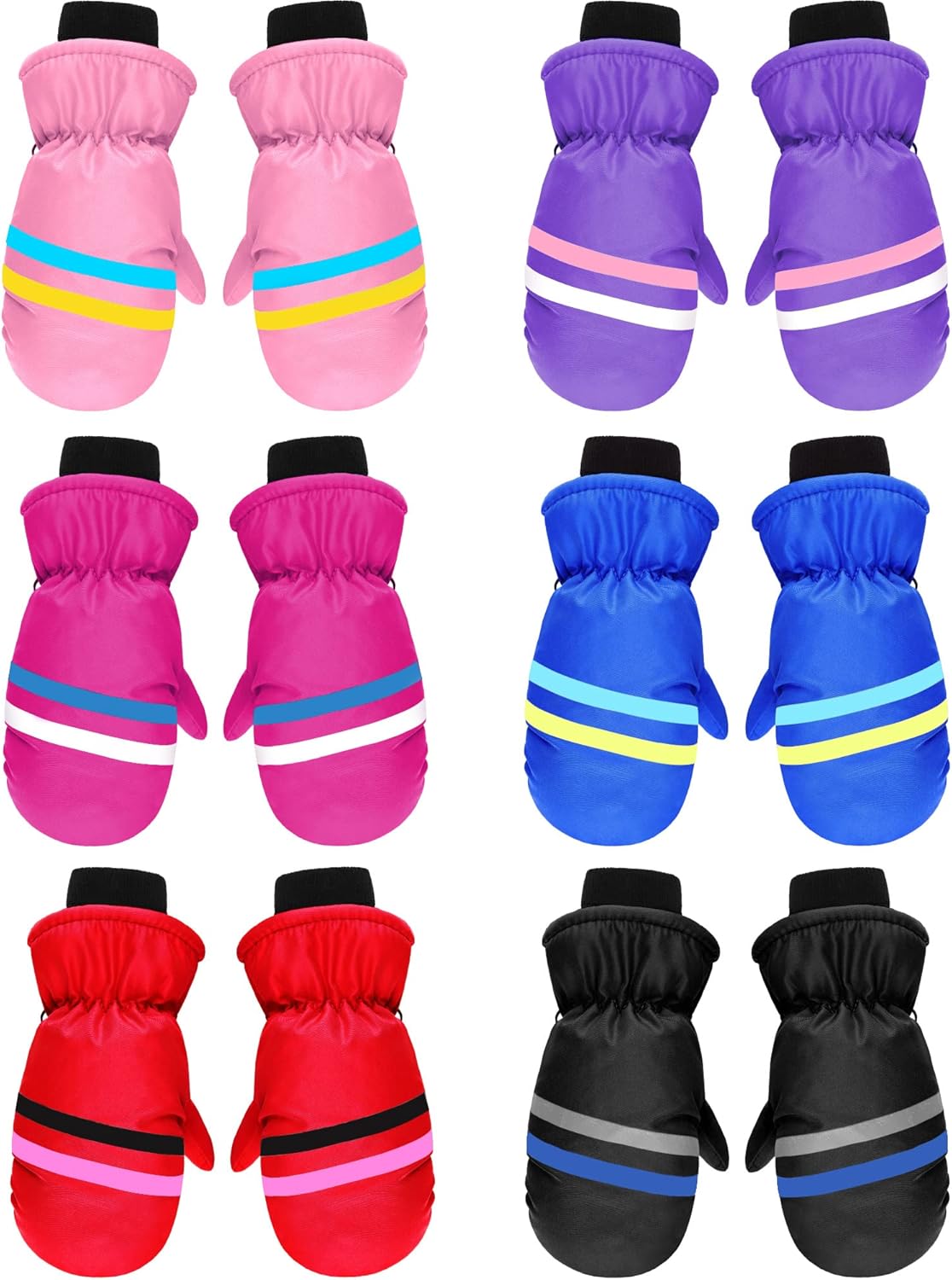SATINIOR 6 Pairs Kids Winter Snow Mittens Gloves Waterproof Toddler Children Warm Baby Ski Gloves for Cold Weather
