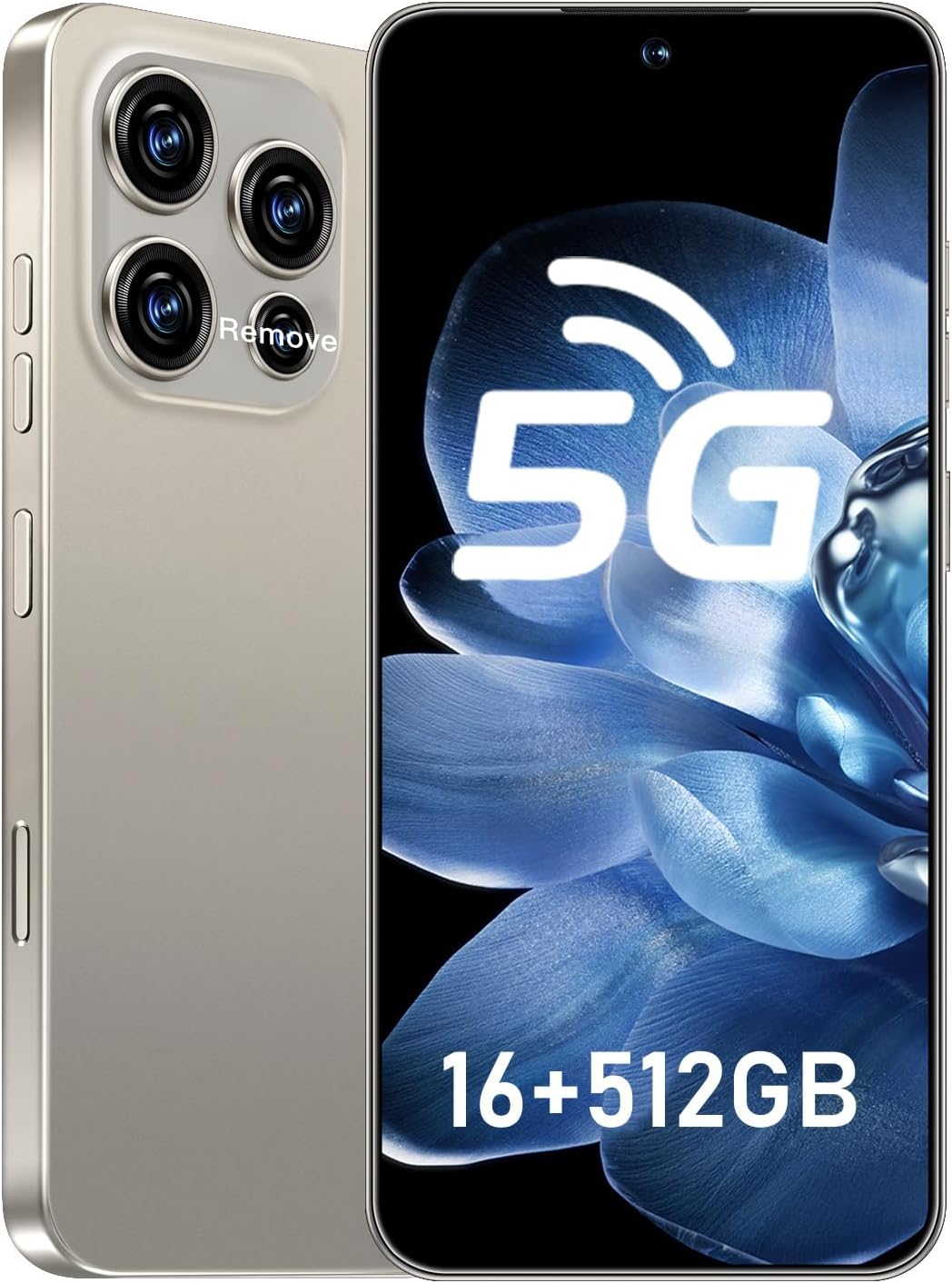 16PM 5G Phone,Smartphone Unlocked Cell Phone 16GB+512GB/6.99“ HD Screen Display/68MP+108MP Camera/7000 mAh, Dual SIM Card/Face Unlock/Fingerprint Button Unlock (Gray)