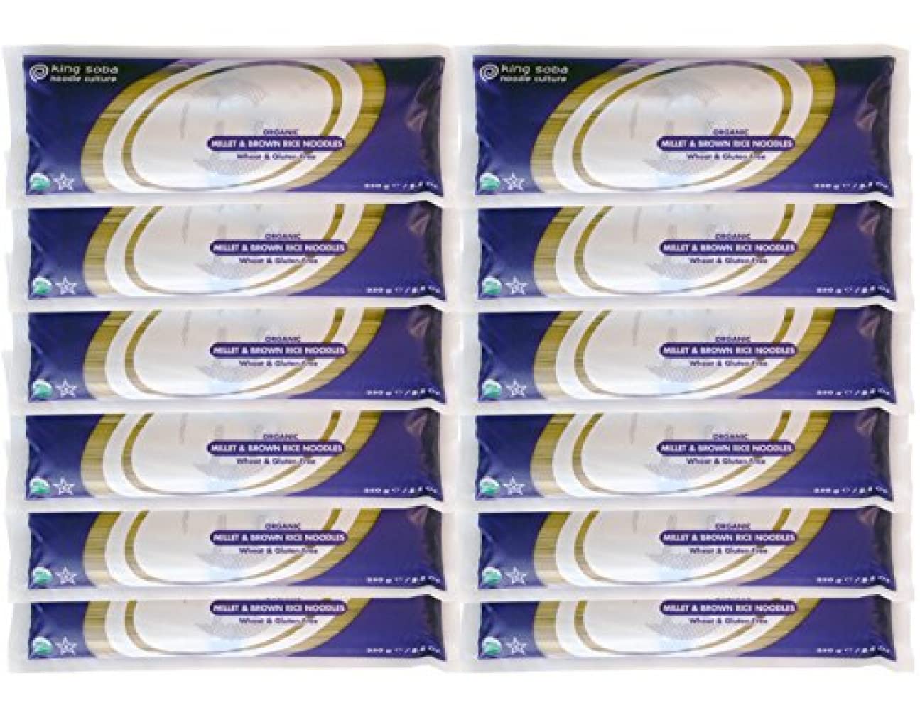 King Soba Lot de 6 nouilles bio et sans gluten au millet et au riz brun 250 g – 3 portions par paquet