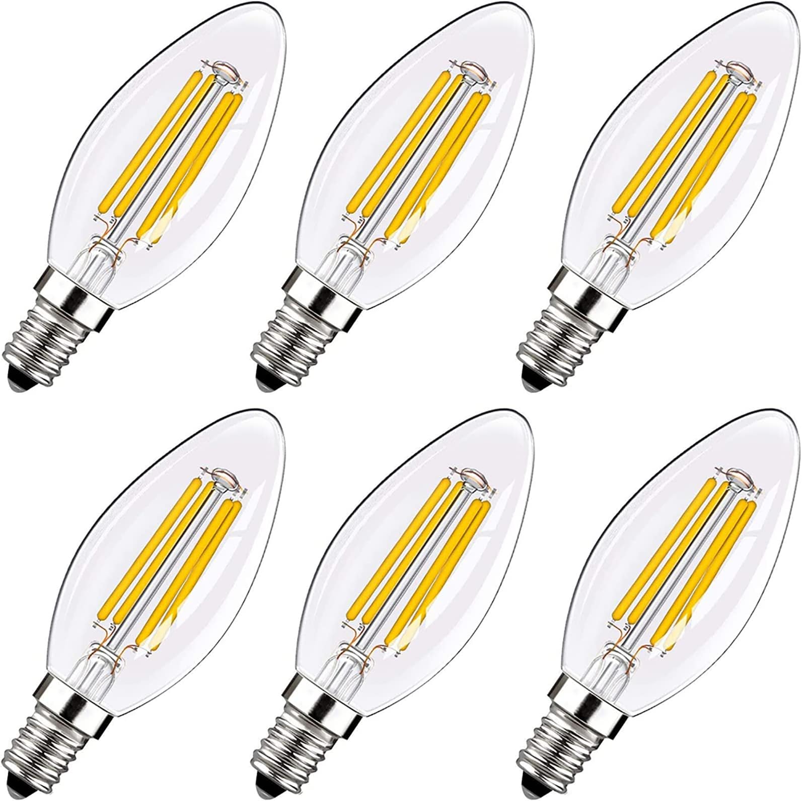Posan LED Light Bulb, E12 Dimmable Screw Light Bulb, 220V 40W Incandescent Equivalent 4W 2700K Warm White, C35 SES LED Bulbs, 6 Pack [Energy Class A+]